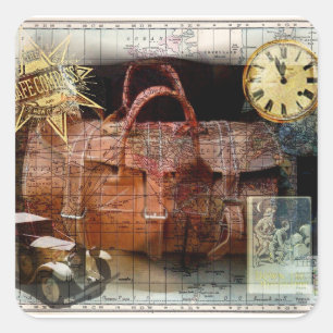 Pegatina Cuadrada Bon Voyage