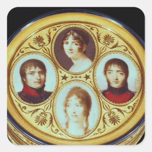 Pegatina Cuadrada Bonbonniere con retratos de Eugene Hortense