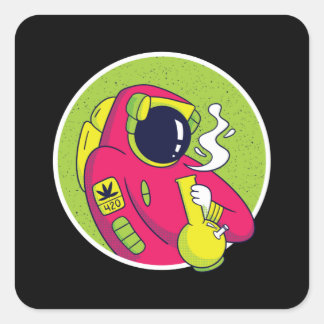 Pegatina Cuadrada bong astronauta