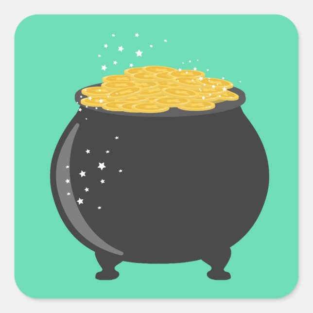 Pegatina Cuadrada Bonita olla de oro (Anverso)