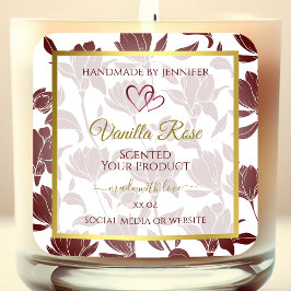 Pegatina Cuadrada Bonitas etiquetas de productos florales de color c