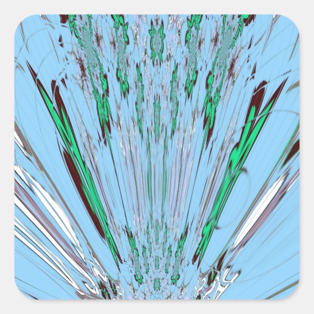 Pegatina Cuadrada Bonito Aqua Blue Amazon Floral Motif Art (Anverso)