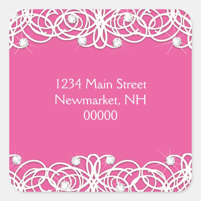 Pegatina Cuadrada Bonito Bat Mitzvah Clear Sparkle and Lace (Anverso)