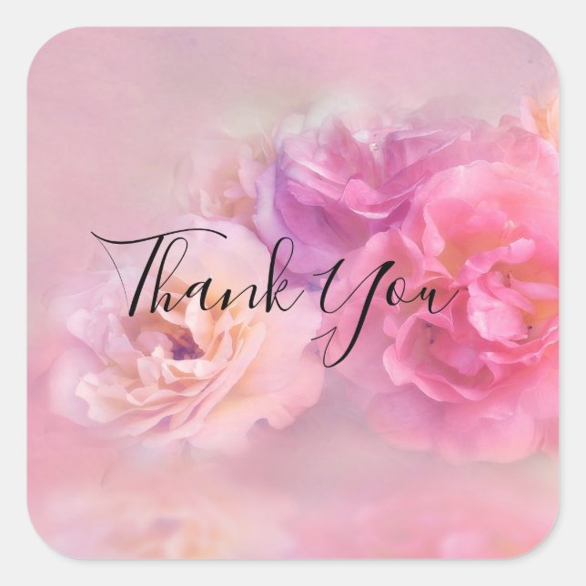 Pegatina Cuadrada Bonito Carnations Elegante Foto Gracias (Anverso)