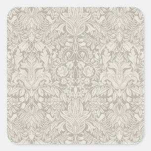 Pegatina Cuadrada Bonito clásico blanco de línea de encaje antiguo b