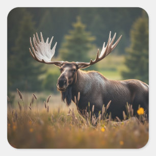 Pegatina Cuadrada Bonito cumpleaños de Moose