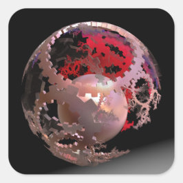 Pegatina Cuadrada Bonito en perros rosados