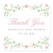 Bonito en rosa Gracias Pegatinas