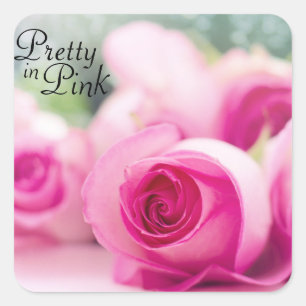 Pegatina Cuadrada Bonito en rosa rosa