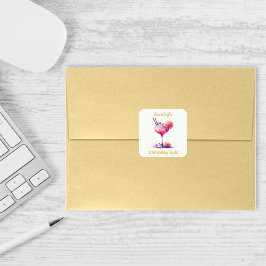 Pegatina Cuadrada Bonito en un cóctel con temas rosados Cumpleaños