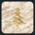 Pegatina Cuadrada Bonito Glam Gold Sparkle Dots Christmas Tree<br><div class="desc">Bonito Glam Gold Christmas Tree y Confetti sparkle puntos hacia y desde etiquetas para regalos</div>