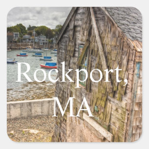 Pegatina Cuadrada Bonito Little Beach Shack Rockport, MAMÁES