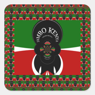 Pegatina Cuadrada Bonito pabellón de los corazones kenianos Diseño V