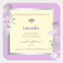 Pegatina Cuadrada Bonito Pastel Crema púrpura Etiquetas de producto 