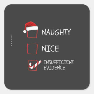 Pegatina Cuadrada Bonito Travieso Evidencia Insuficiente Santa Navid