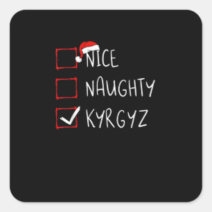 Pegatina Cuadrada Bonito Travieso Navidad Kyrgyzstan Patrimonio