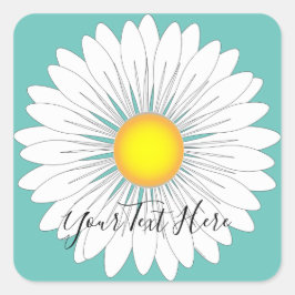 Pegatina Cuadrada Bonito verde azulada Little Daisy