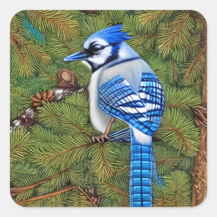 Pegatina Cuadrada Bonito Wilderness Blue Jay