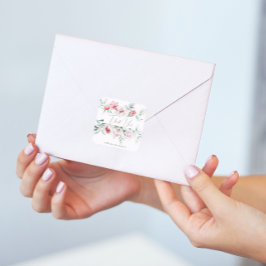 Pegatina Cuadrada Bonito y Chic Agradecimiento Floral