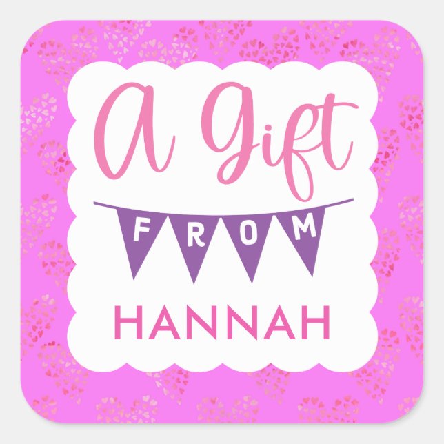 Pegatina Cuadrada Bonitos chicas Pegatinas de regalo de cumpleaños r (Anverso)