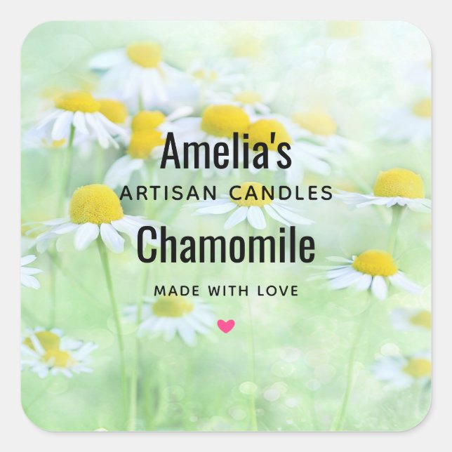 Pegatina Cuadrada Bonitos en un campo - Negocio de velas (Anverso)