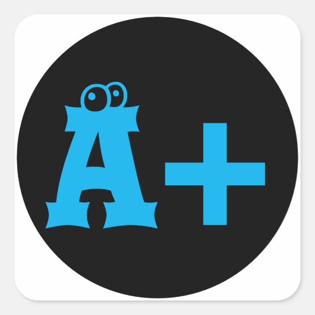 Pegatina Cuadrada bonitos globos oculares A+ PROFESOR recompensa Peg (Anverso)