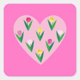Pegatina Cuadrada Bonitos tulipanes.