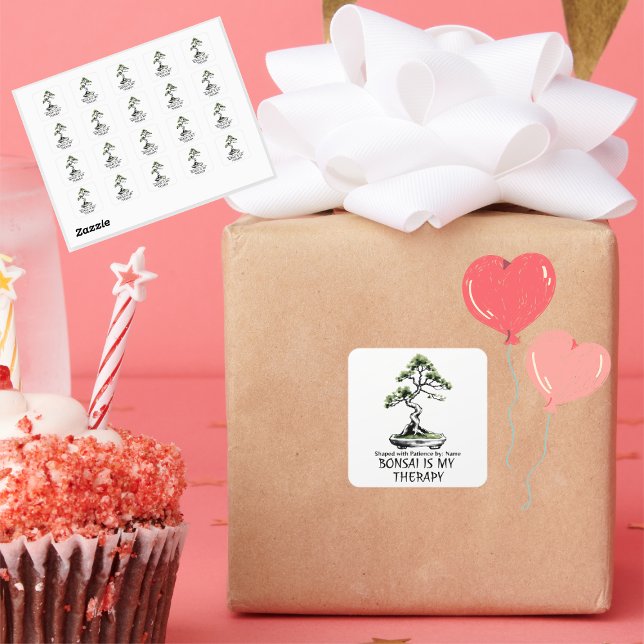 Pegatina Cuadrada Bonsai is My Therapy funny quote for bonsai lovers (Subido por el creador)