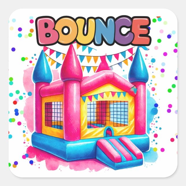 Pegatina Cuadrada Bonza House Birday Bash (Anverso)
