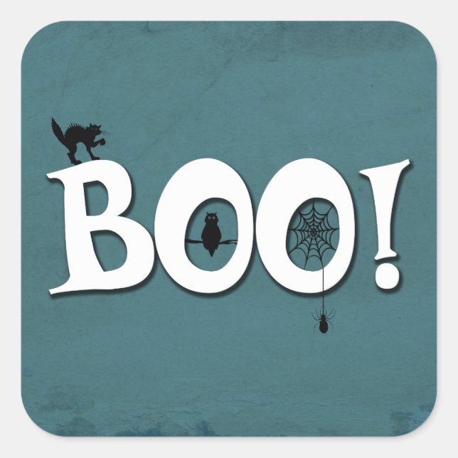 Pegatina Cuadrada ¡Boo! (Anverso)