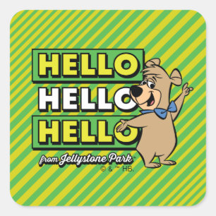 Pegatina Cuadrada Boo-Boo Bear Hola Hola Desde Jellystone