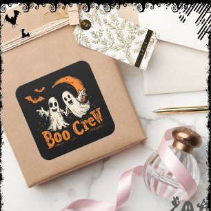 Pegatina Cuadrada Boo Crew Exdiseñador Halloween