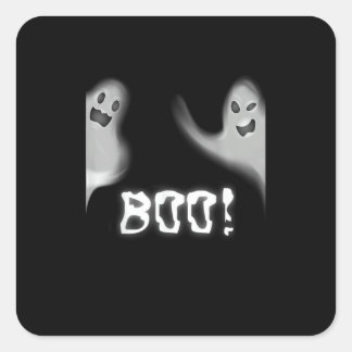 Pegatina Cuadrada ¡Boo! Divertido ocultamiento de Peekaboo Scary Hal