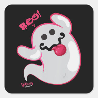 Pegatina Cuadrada Boo Ghost Bats Spider Creeping Halloween