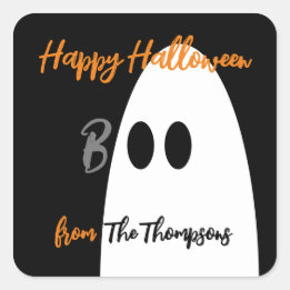 Pegatina Cuadrada Boo Ghost Happy Halloween