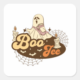 Pegatina Cuadrada Boo-Jee Ghost Halloween divertido