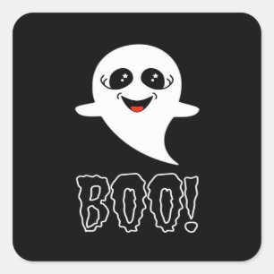 Pegatina Cuadrada ¡Boo! Pequeña Halloween De Lucas