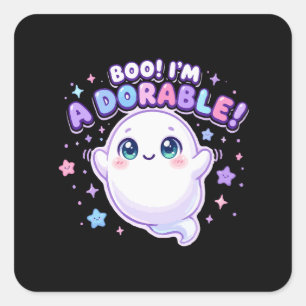 Pegatina Cuadrada Boo soy adorable fantasma lindo