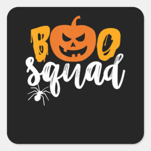 Pegatina Cuadrada Boo Squad - Funny Calabaza Spider Halloween