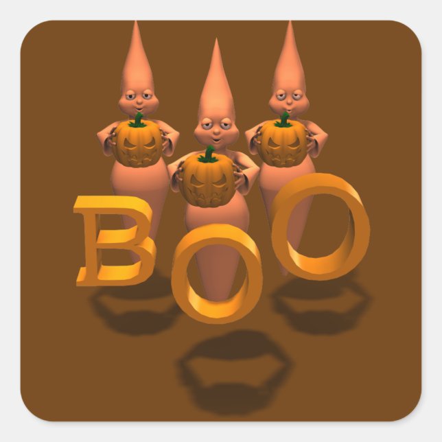Pegatina Cuadrada ¡Boo! Tres hostias cúpulas (Anverso)