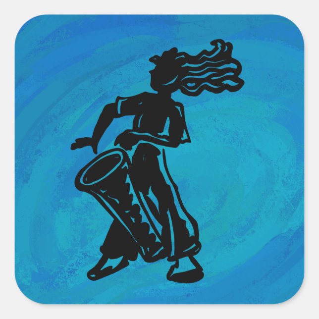 Pegatina Cuadrada Boogie Nights Drum Blue de Nueva York (Anverso)