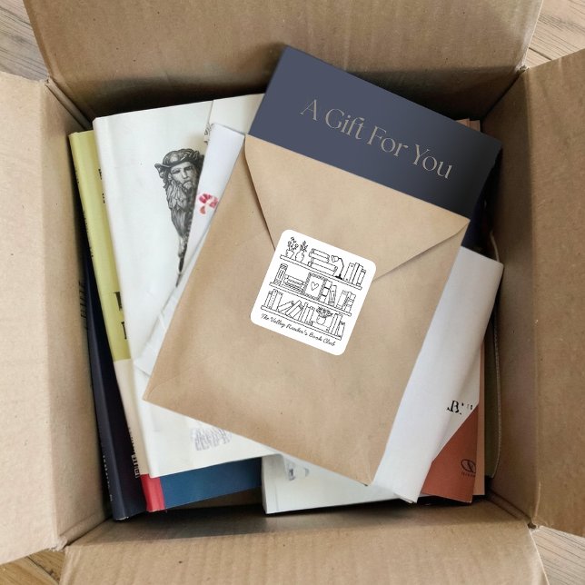 Pegatina Cuadrada Book Club Name Personalized  (Subido por el creador)