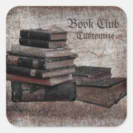 Pegatina Cuadrada Book Lovers Vintage Book Club
