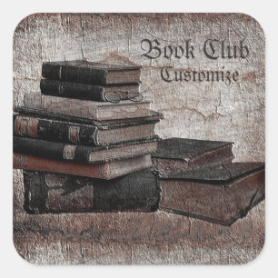 Pegatina Cuadrada Book Lovers Vintage Book Club