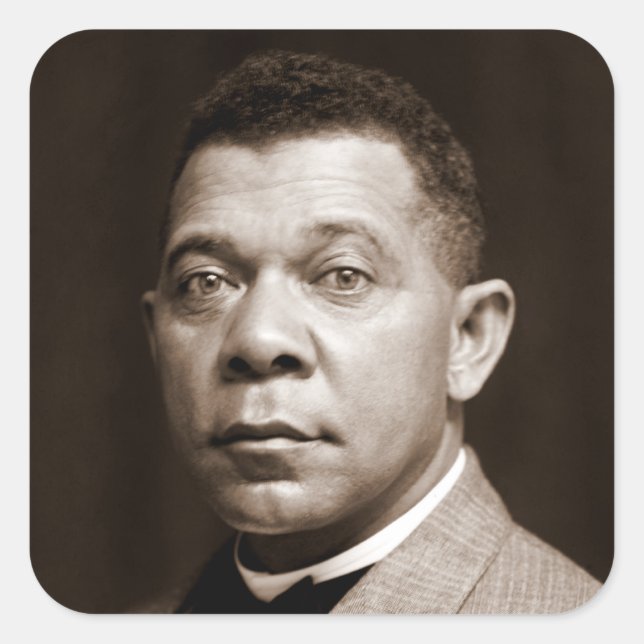 Pegatina Cuadrada Booker Washington: Educador afroamericano (Anverso)
