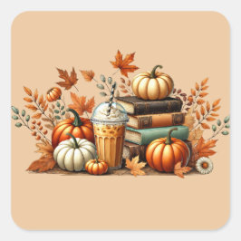 Pegatina Cuadrada Bookish Fall