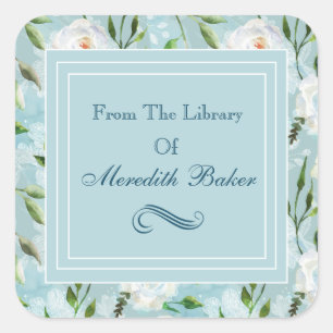 Pegatina Cuadrada Bookplate Rubor Lacy Floral