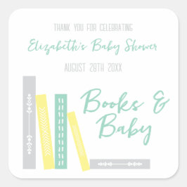 Pegatina Cuadrada Books Baby Shower