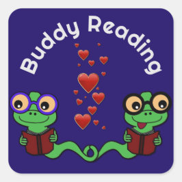 Pegatina Cuadrada Bookworms Buddy Reading