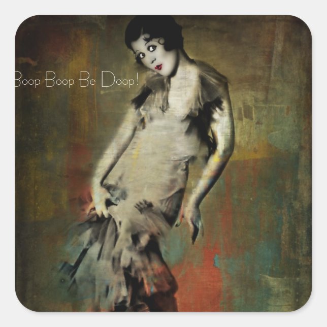 Pegatina Cuadrada Boop Be Doop Chica - Mae Questel pegatinas (Anverso)